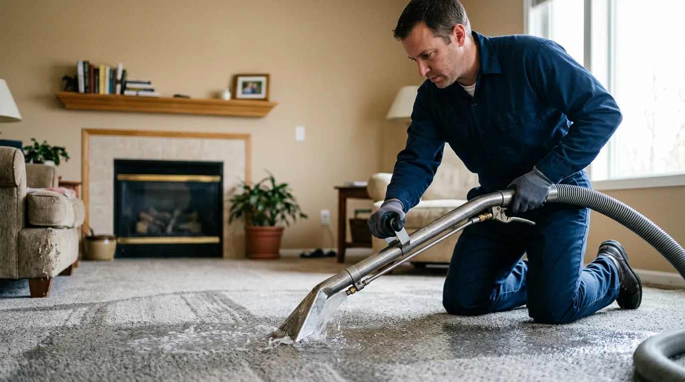 Water damage restoration technician working near South Pomfret, VT